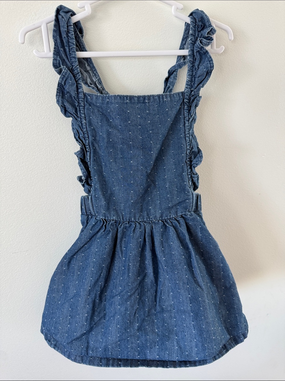 Cat & Jack Denim Polka-Texture Jumper Skirt in Blue